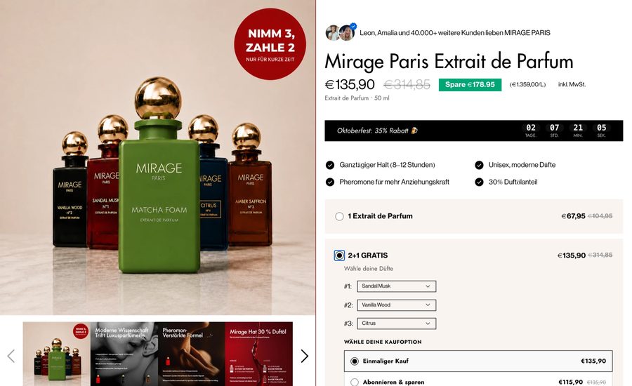 MIRAGE-Produktseite